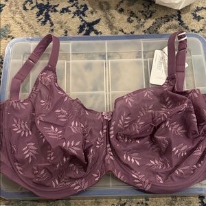 Panache Tango II 40JJ  Purple Bra with Leaf Design